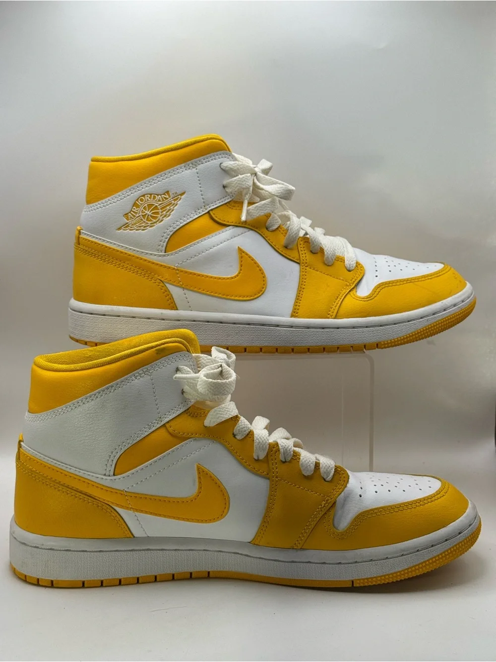 Nike Air Jordan Men’s 9 High Top Sneakers in Yellow and White